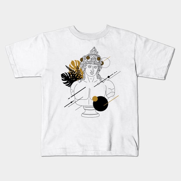 Dionysus God of the vine, grape-harvest, wine-making, wine, fertility, ritual madness, religious ecstasy, theatre Kids T-Shirt by Wisdom-art